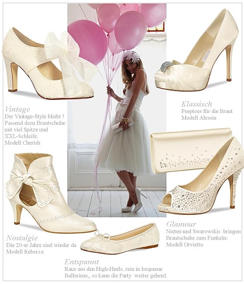 Brautschuhe: 2014 steht ganz unter dem Thema "Romance".  Vintage-Style, Spitzen und 20-er-Jahre Look sind angesagt. Foto und Brautschuhe Else-Coloured-Shoes